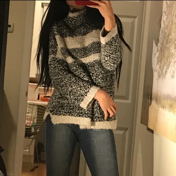 COPY - Magaschoni multi grey sweater waffle turtleneck mock neck - Picture 3 of 5